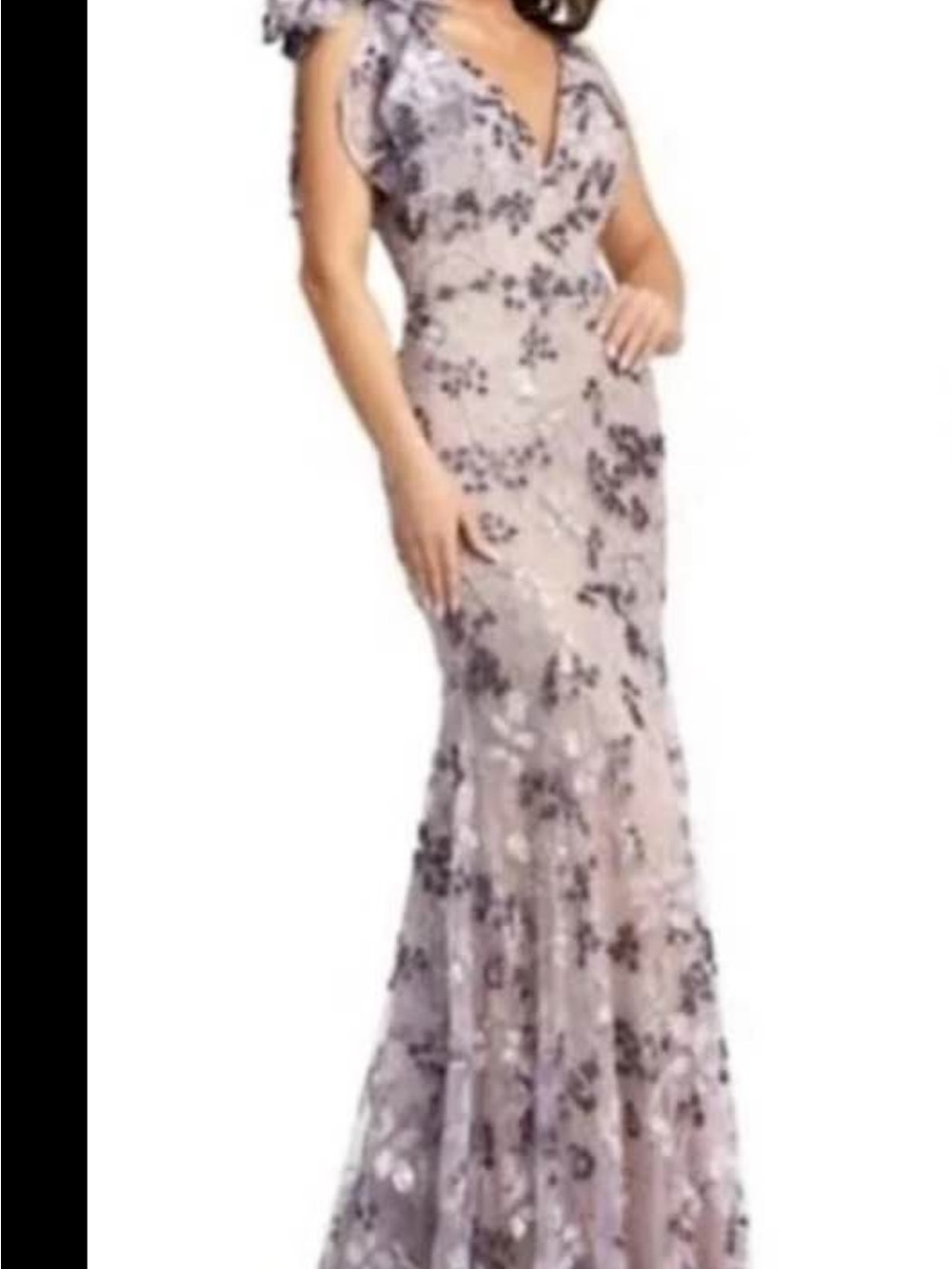 Mac Duggal Lavender Sequin Floral Mermaid Gown style 79301